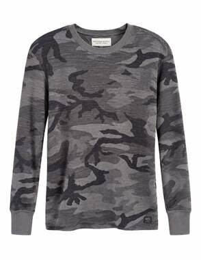 Denim & Supply Ralph Lauren Gray Camo Waffle Knit Thermal Shirt Cotton S NWOT